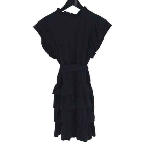 Sundays Womens June Flutter Sleeve Ruffle Tiered Mini Dress Black Size Small - Picture 5 of 11